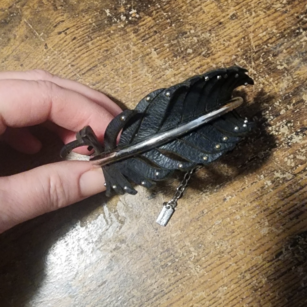Coach RARE Silver Cuff Feather Bracelet